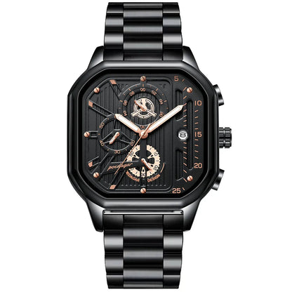 POEDAGAR Luxury Casual Male Watch Fashion Chronograph Stainless Steel Waterproof Luminous Date Military Men's Wristwatches Gifts