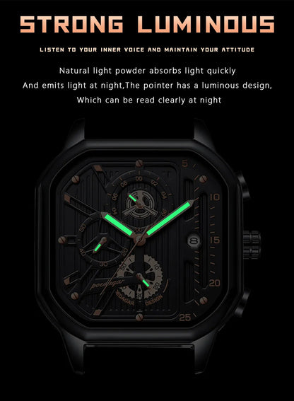 POEDAGAR Luxury Casual Male Watch Fashion Chronograph Stainless Steel Waterproof Luminous Date Military Men's Wristwatches Gifts