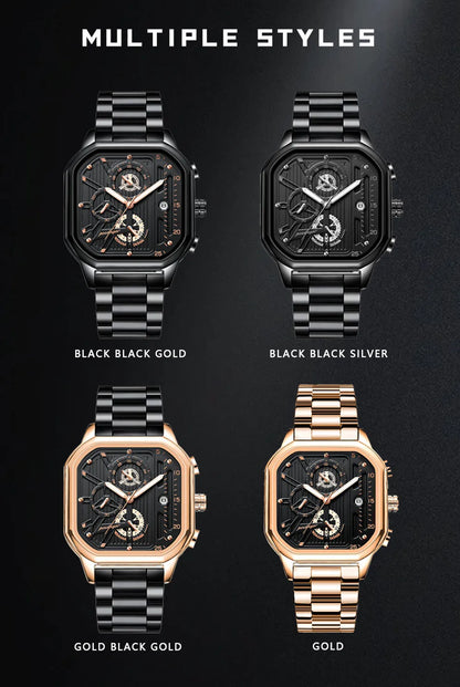 POEDAGAR Luxury Casual Male Watch Fashion Chronograph Stainless Steel Waterproof Luminous Date Military Men's Wristwatches Gifts