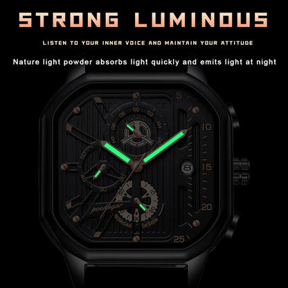 POEDAGAR Luxury Casual Male Watch Fashion Chronograph Stainless Steel Waterproof Luminous Date Military Men's Wristwatches Gifts