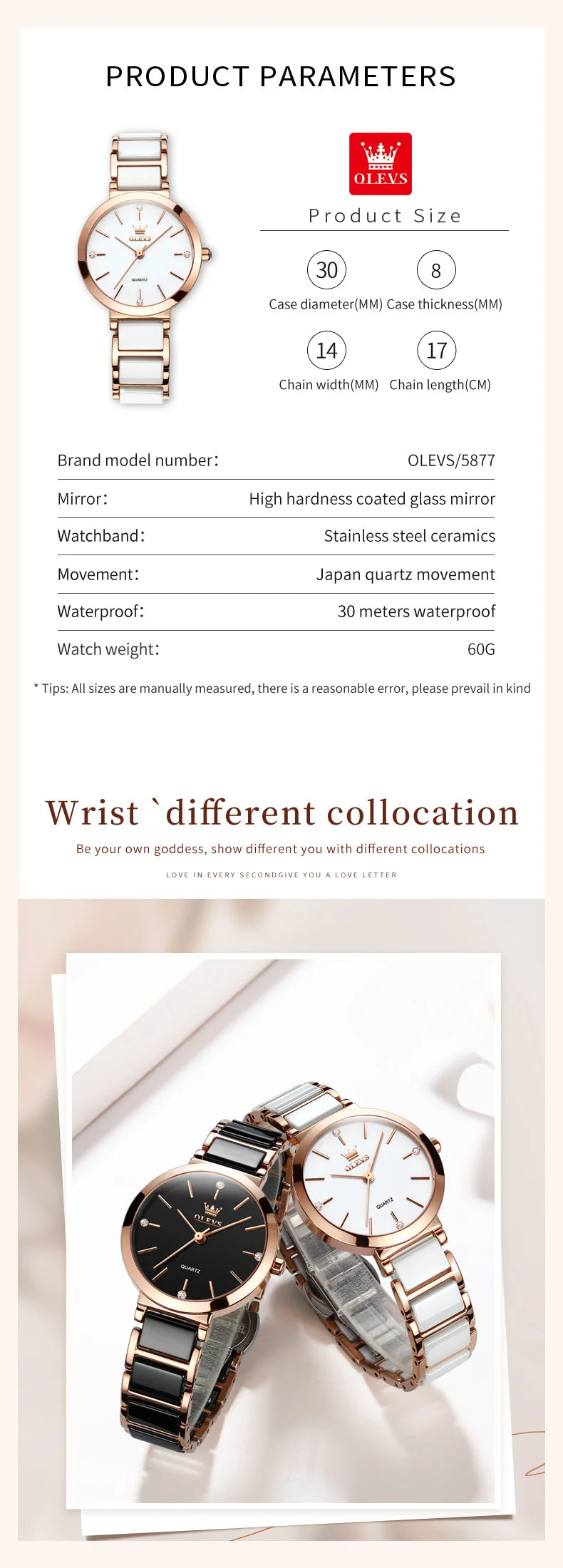 OLEVS 5877 Japan Quartz Women Watch